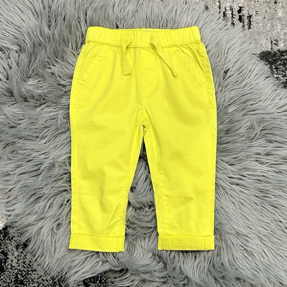 FRENCHIE Mini Couture Neon Yellow‎ Elastic Waist Pant Size 12 Month NWT